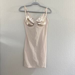 Vintage OLGA 43395 Slip Dress 36D Satin Cups Blush Pink Lingerie Full Slip